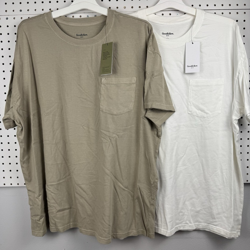 2 Goodfellow & Co Pocket T-shirts Tan And White XXL